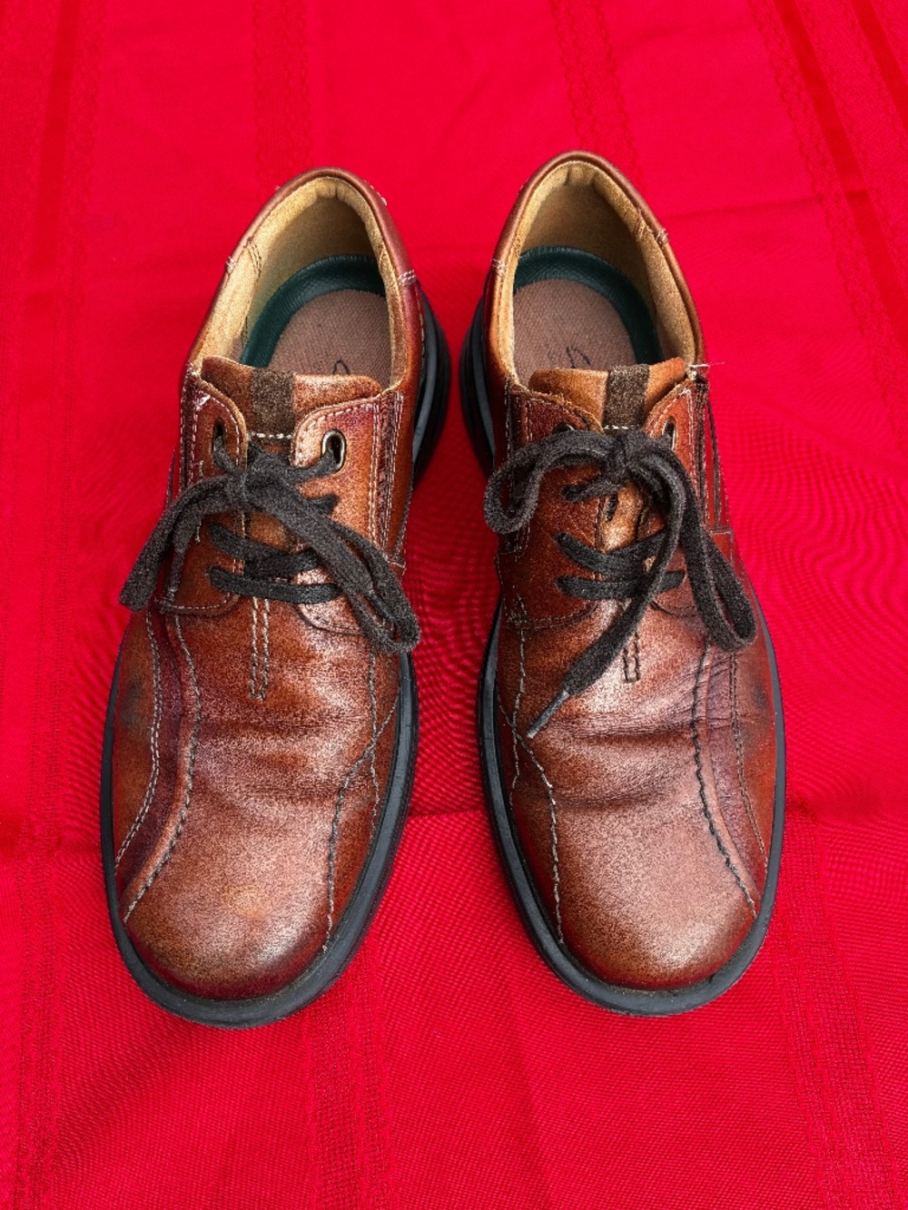 Clarks Collection Men’s Brown Leather Bicycle Toe Oxford Shoes Size 8.5